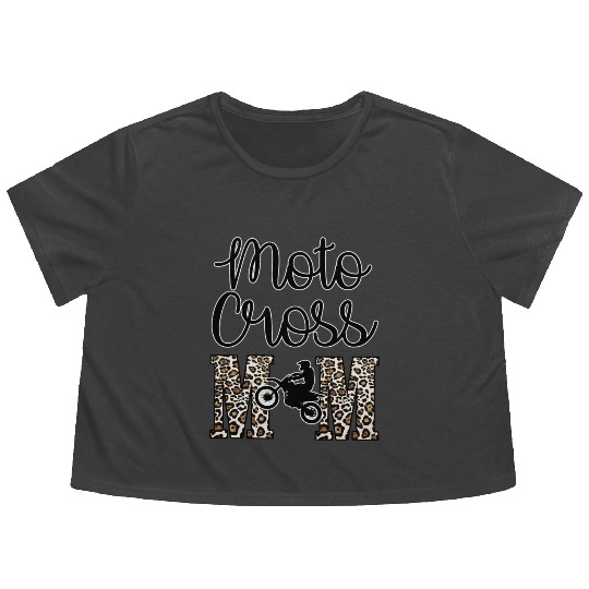 Moto X Motocross Mama Mom Racing Dirtbike Race Day Flowy Cropped Tees