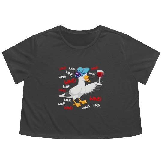 Seagull Flowy Cropped Tees Wine Lover North German Seagulls