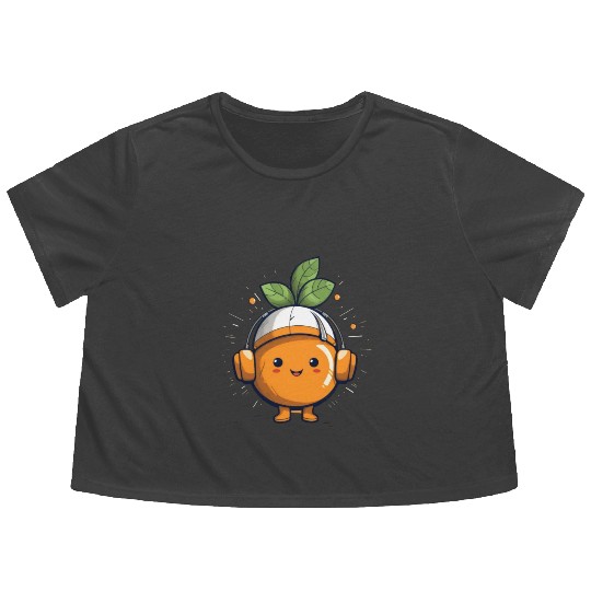 Orange Fruit Fruitarian Funny Cute Party Music Flowy Cropped Tees