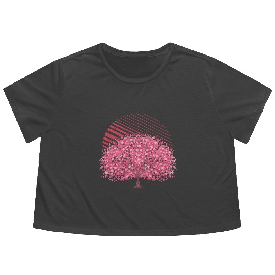 cherry blossom tree gift Japanese Sakura Flowy Cropped Tees