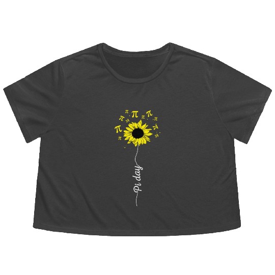 Happy Pi Day Mathematics Math Teacher Sunflower Flowy Cropped Tees