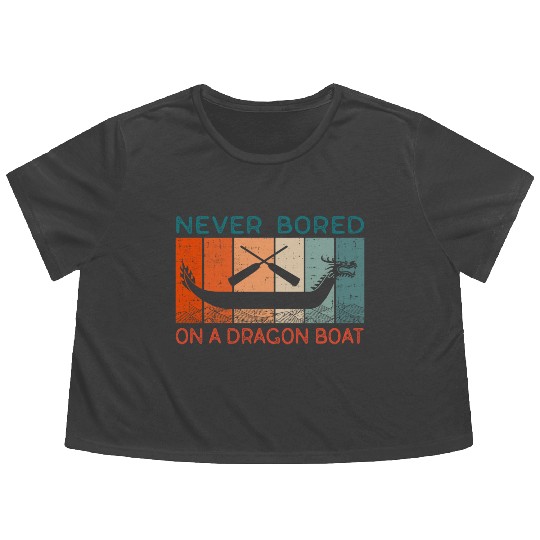 Never Bored On A Dragon Boat Funny Racing Flowy Cropped Tees