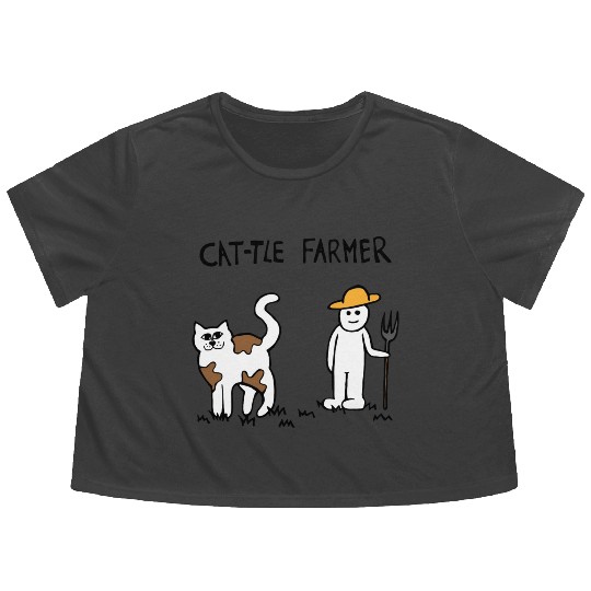 Cattle Cat Farmer Flowy Cropped Tees