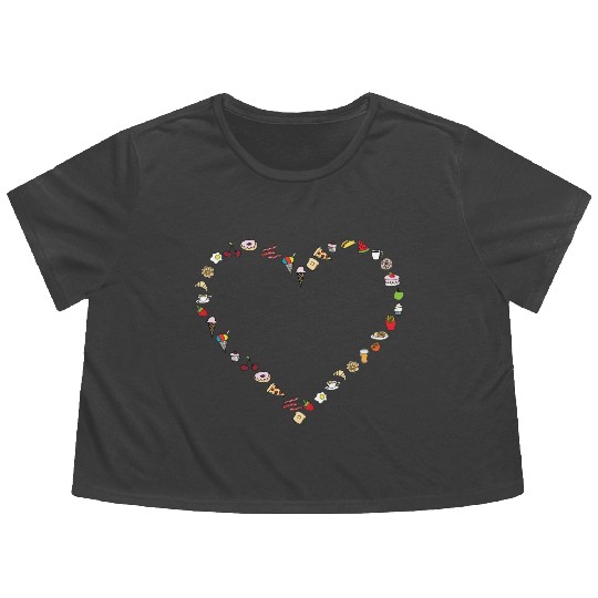 I Love Food Flowy Cropped Tees