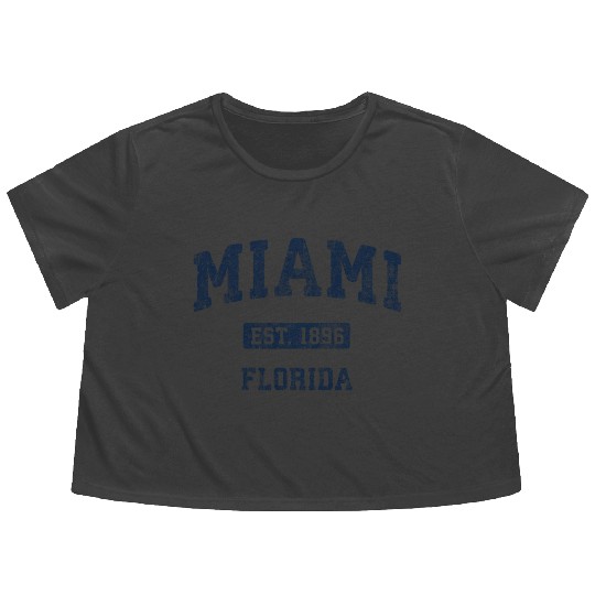 Miami Florida Fl Athletic Sports Flowy Cropped Tees