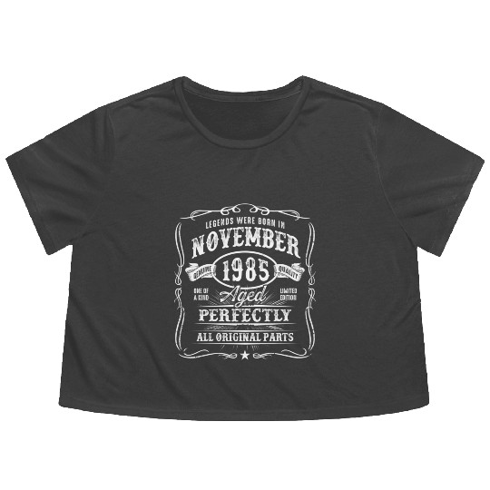 Born November 1985 35th 35 Flowy Cropped Tees