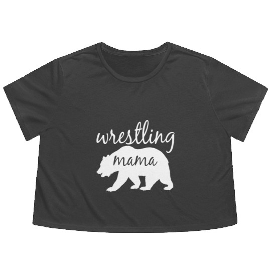 Wrestling Mama Bear Wrestling Mom Flowy Cropped Tees