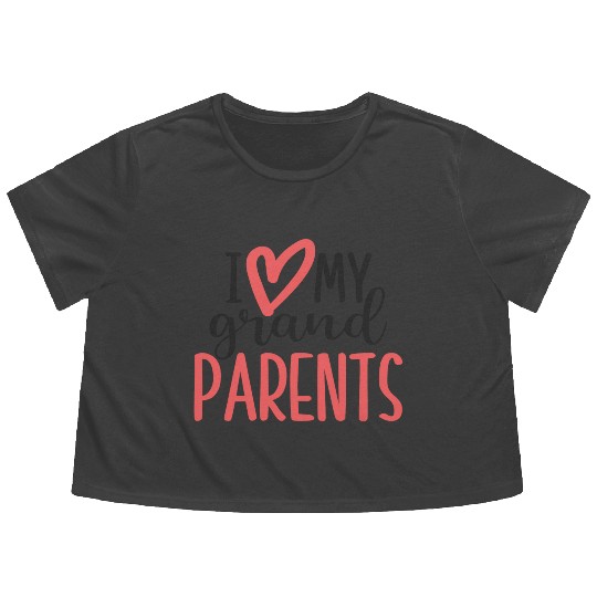 I love my grandparents Flowy Cropped Tees