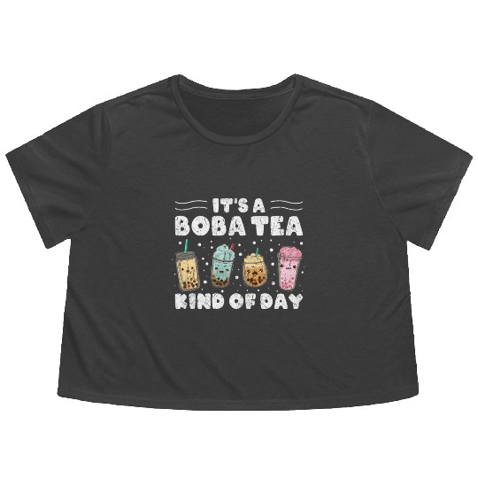 It´s A Boba Tea Kind Of Day Kawaii Bubble Tea Flowy Cropped Tees