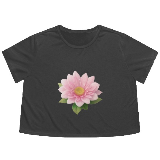 Lovely Pink Little Flower - Water Lily Flowy Cropped Tees