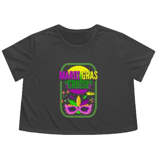 Mardi Gras Fleur De Lis Flowy Cropped Tees, Mardi Gras Cruise