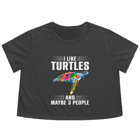 Sea Turtle Tortoise I Like Turtles Flowy Cropped Tees