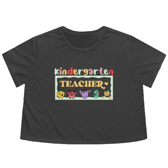 FUNNY KINDERGARTEN TEACHER Flowy Cropped Tees