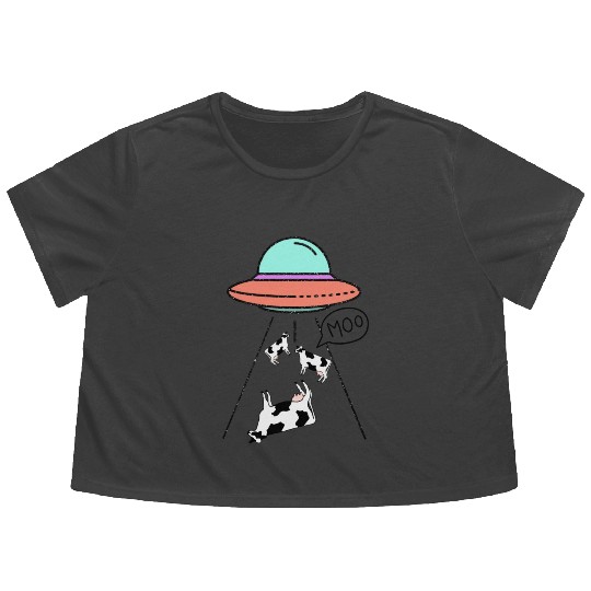 MOO the Truth Is Out There Area 51 Alien Ufo Flowy Cropped Tees