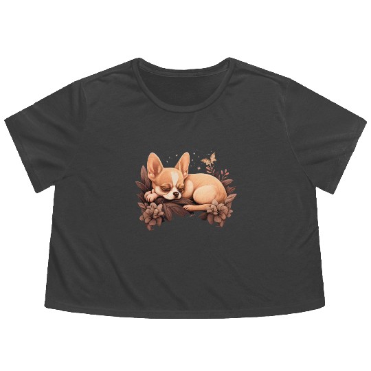 Chihuahua | Sunday Sleep Cute Dog Good Night Flowy Cropped Tees