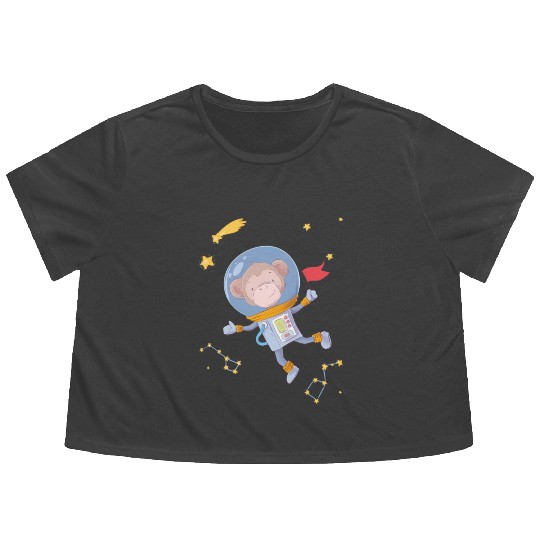 Astronaut Space Monkey Galaxy For Flowy Cropped Tees