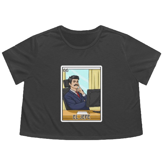 El Jefe The Boss Card Mecan Lottery The Chief Flowy Cropped Tees