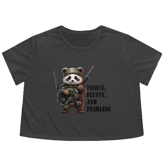Cute Panda Army Panda Fierce Panda Flowy Cropped Tees