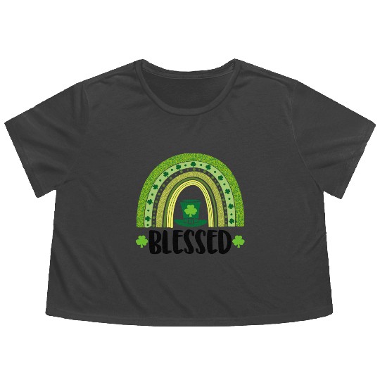 Blessed St Patricks Flowy Cropped Tees