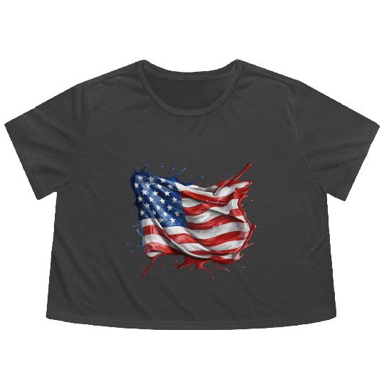 American Flag Flowy Cropped Tees