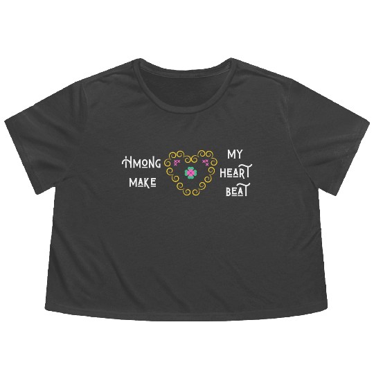 Hmong make my heart beat Flowy Cropped Tees