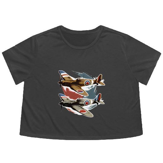 Pilot Spitfire Airplane Aviator Military Flowy Cropped Tees