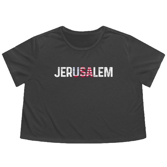 Jerusalem Usa America Flag Israel Flowy Cropped Tees