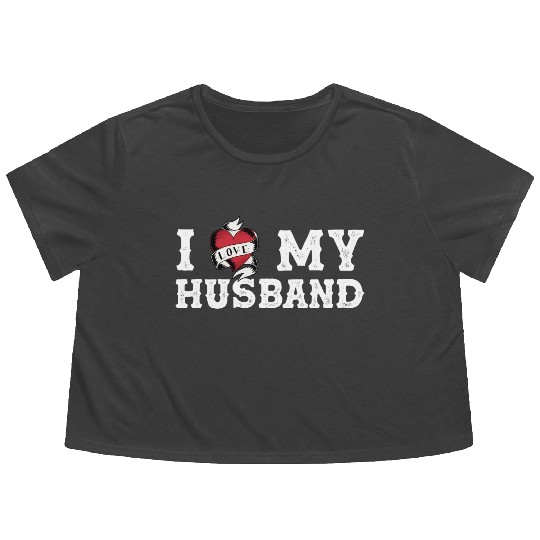 Vintage I Love My Husband - I Heart My Husband Flowy Cropped Tees