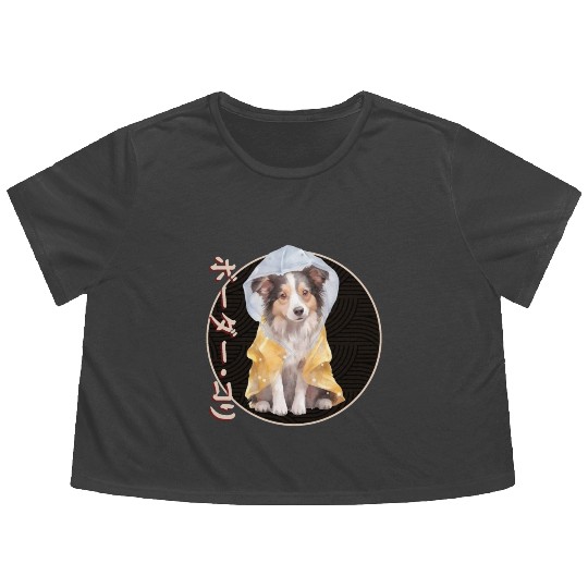 Japanese Border Collie Puppy Flowy Cropped Tees