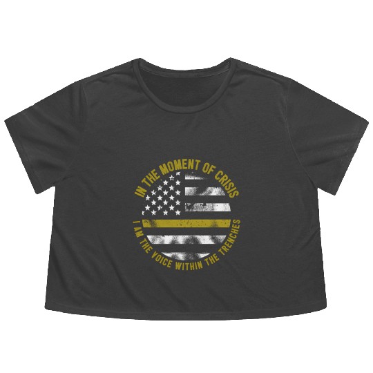 Police And Fire Dispatcher Thin Gold Line Flowy Cropped Tees