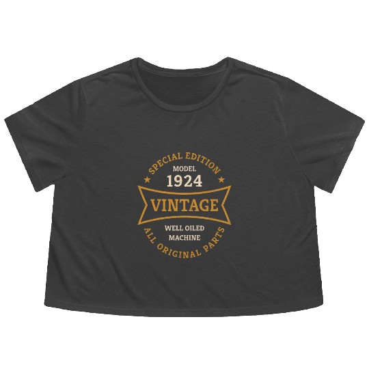 Born 1924 Vintage 100 Year Old 100th Birthday Gift Flowy Cropped Tees