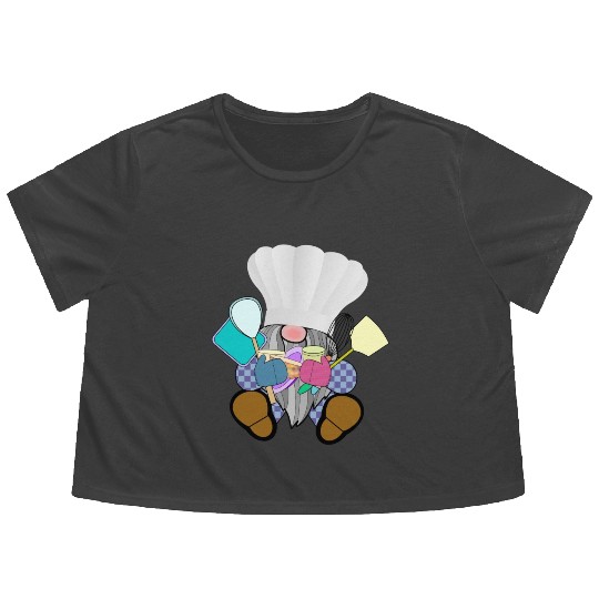 Chef Gnome cooking baking kitchen utensils fairy Flowy Cropped Tees
