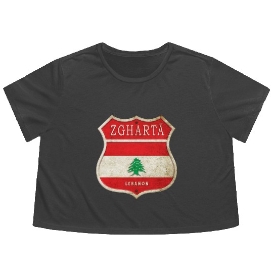 Zgharta Lebanon coat of arms flags design Flowy Cropped Tees