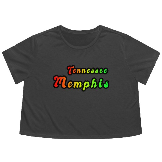 Memphis Tennessee rainbow design Flowy Cropped Tees
