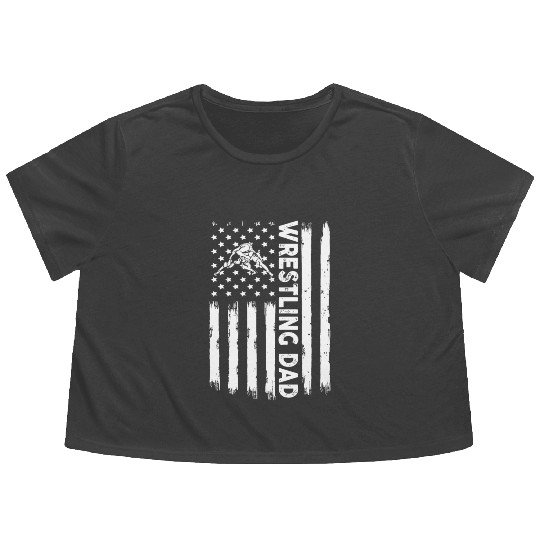 Mens Distressed USA American Flag Wrestling Dad Me Flowy Cropped Tees