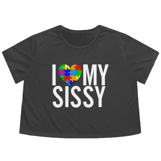 I Love My Sissy Flowy Cropped Tees