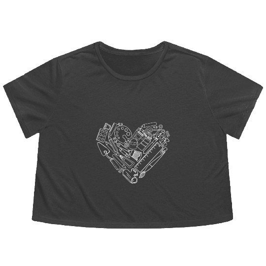 Art Teacher Heart Shape Teacher Apparel Flowy Cropped Tees Gift