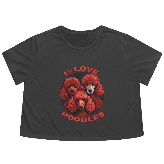 I Love Poodle Flowy Cropped Tees