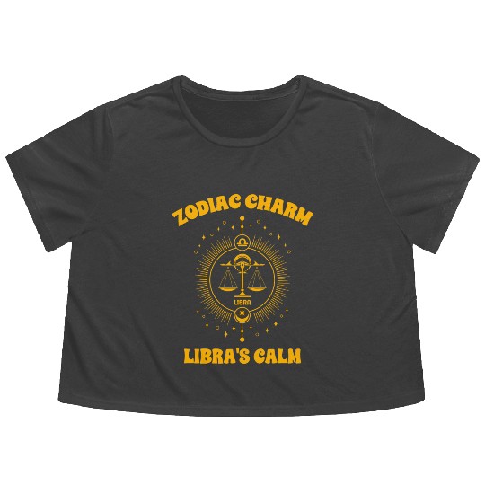 Libra Sign Design Flowy Cropped Tees