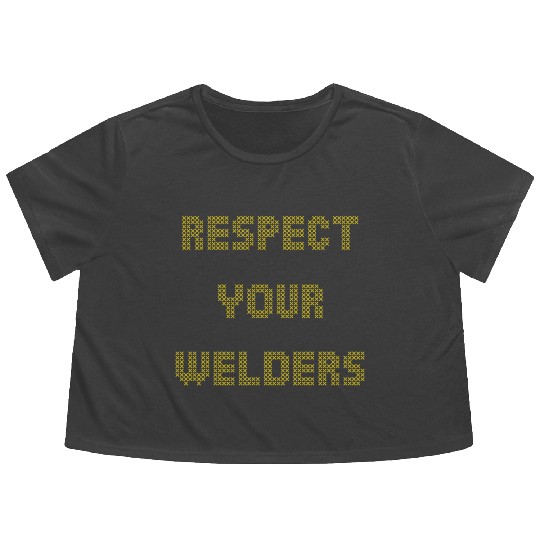 Respect Your Welders Yellow Cross Stitch Flowy Cropped Tees