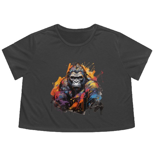 Stoic Gorilla. Quiet Power, Graffiti Style. Flowy Cropped Tees
