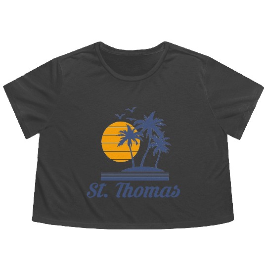 Saint St Thomas Caribbean Island Beach Flowy Cropped Tees