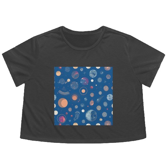 Galaxy nebula art Flowy Cropped Tees