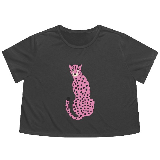 Pink Cheetah Flowy Cropped Tees