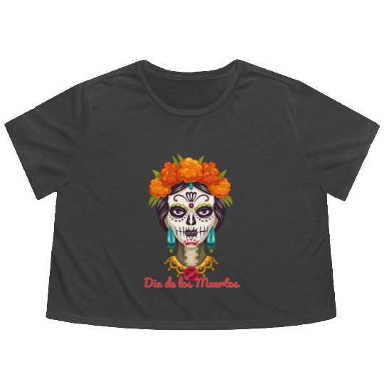 Dia de los muertos Flowy Cropped Tees