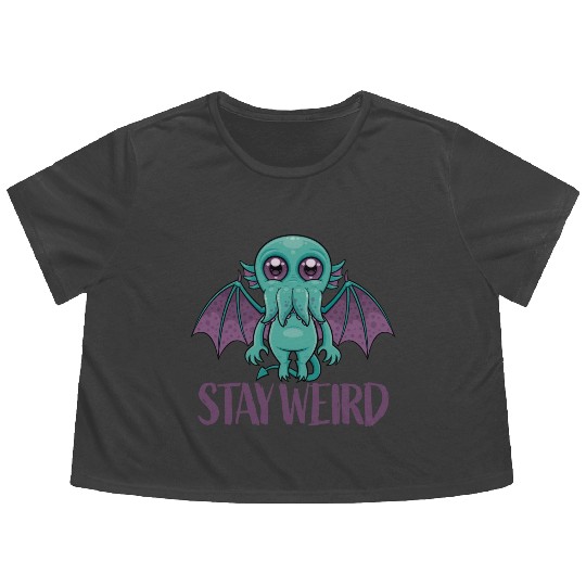 Stay Weird Cute Cthulhu Monster Flowy Cropped Tees