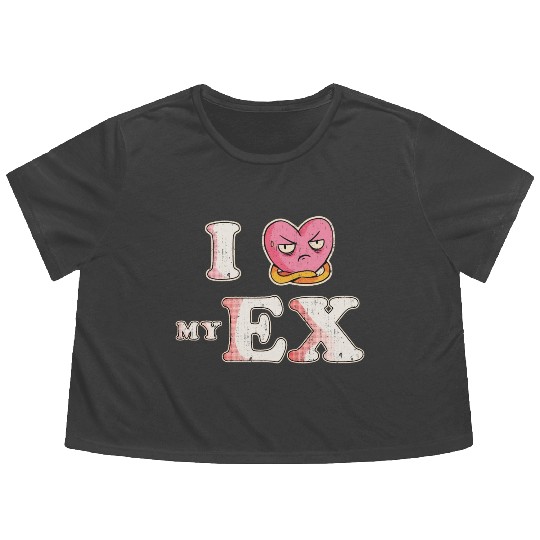 Funny I Heart My Ex GF I Love My Ex Girlfriend Flowy Cropped Tees