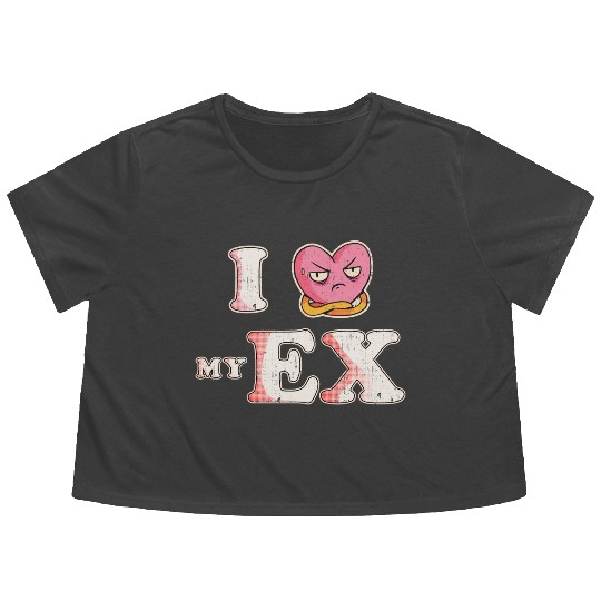 Funny I Heart My Ex GF I Love My Ex Girlfriend Flowy Cropped Tees