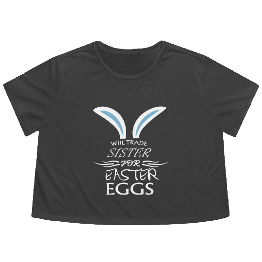 Easter Sister Egg Hunting Rabbit Py Flowy Cropped Tees