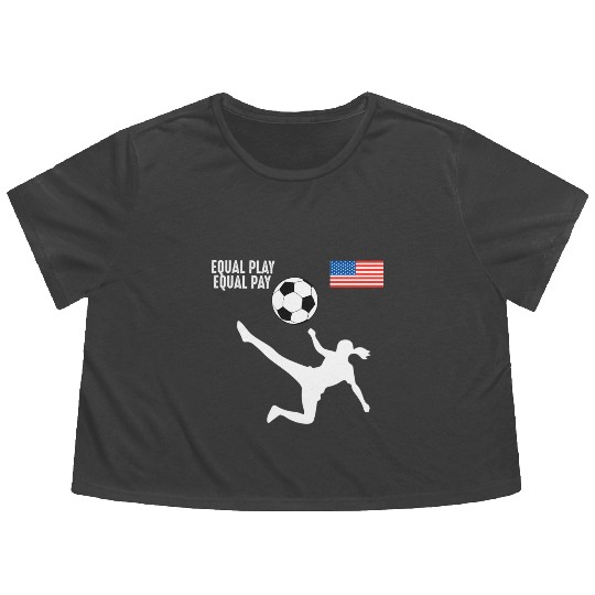 Soccer Equal Play Equal Pay American Flag Flowy Cropped Tees